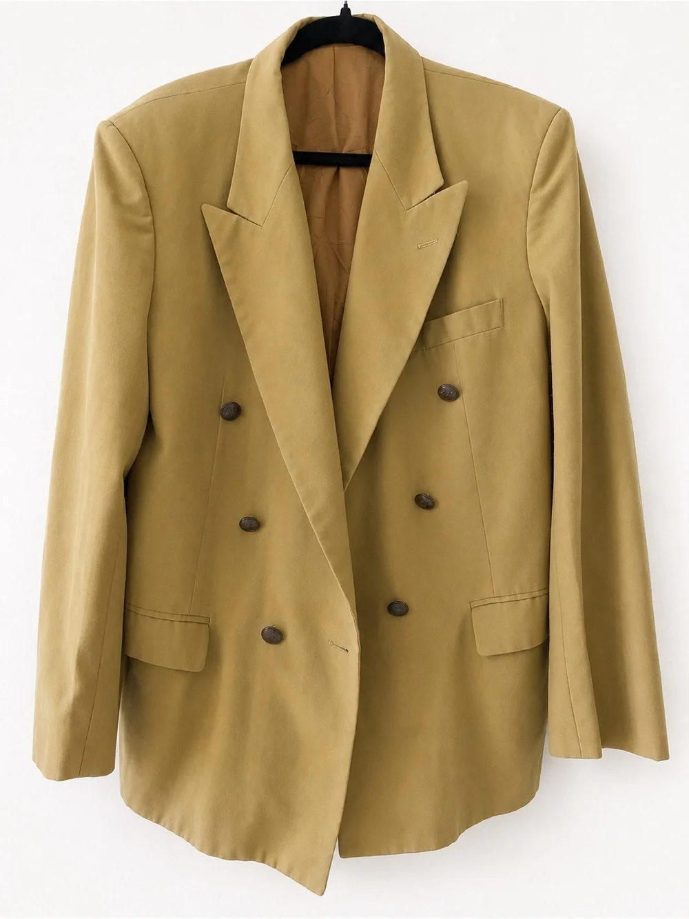 Vintage Pierre Balmain Paris Double Breasted Blazer Tan Beige  Buttons L